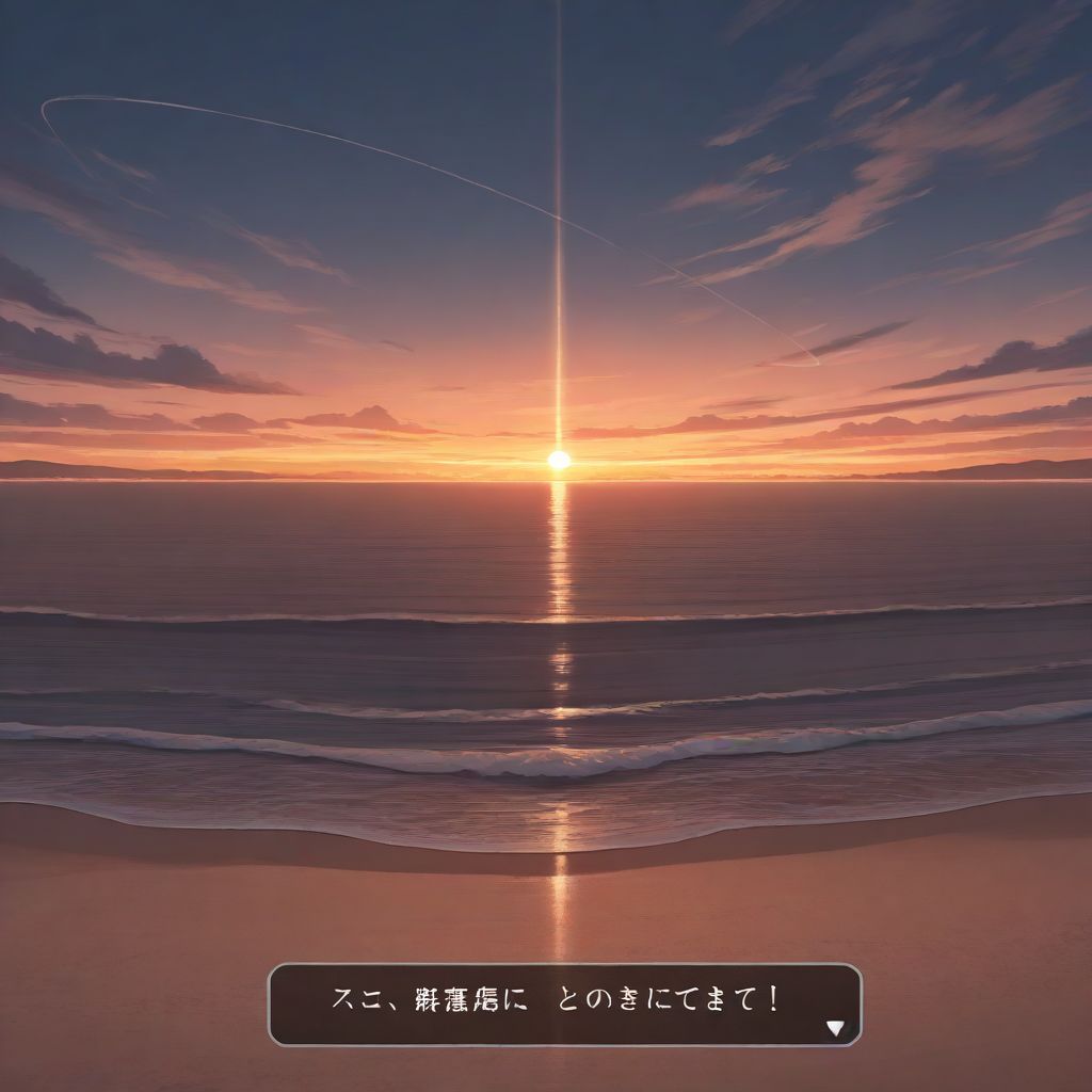 Klasyczna visual novel: postać na narysowanym tle z oknem dialogowym na dole ekranu