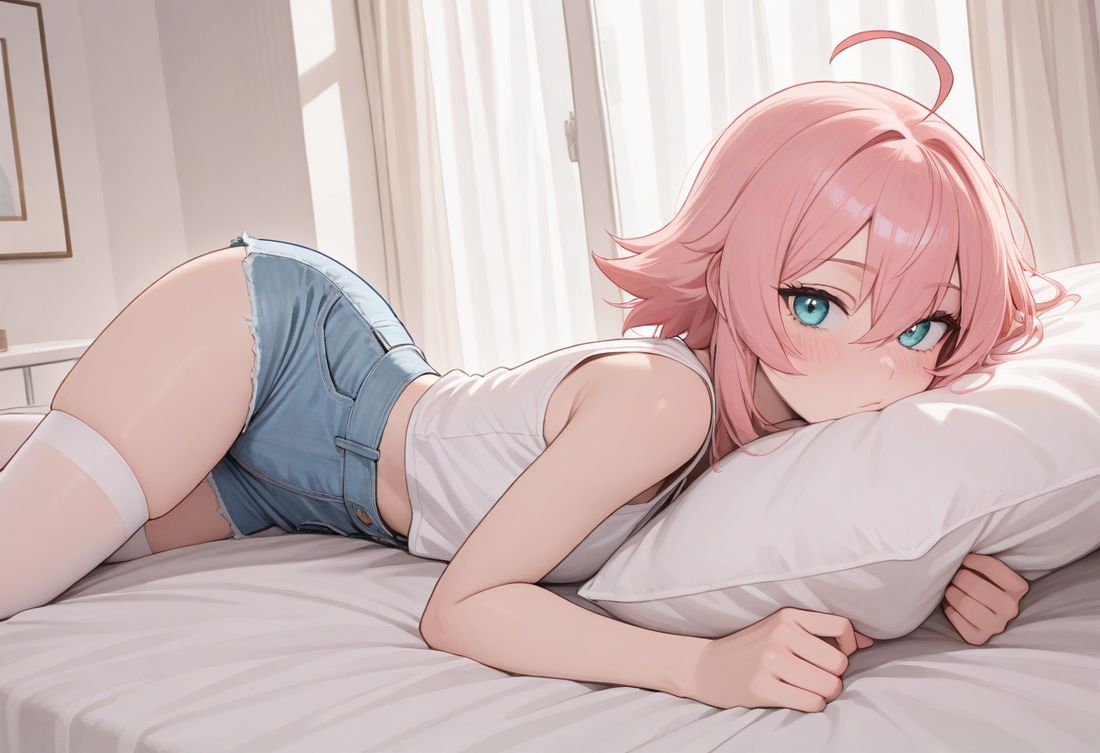 Delikatny, androgyniczny bohater anime w estetyce femboy — miękki, pastelowy klimat bishōnen