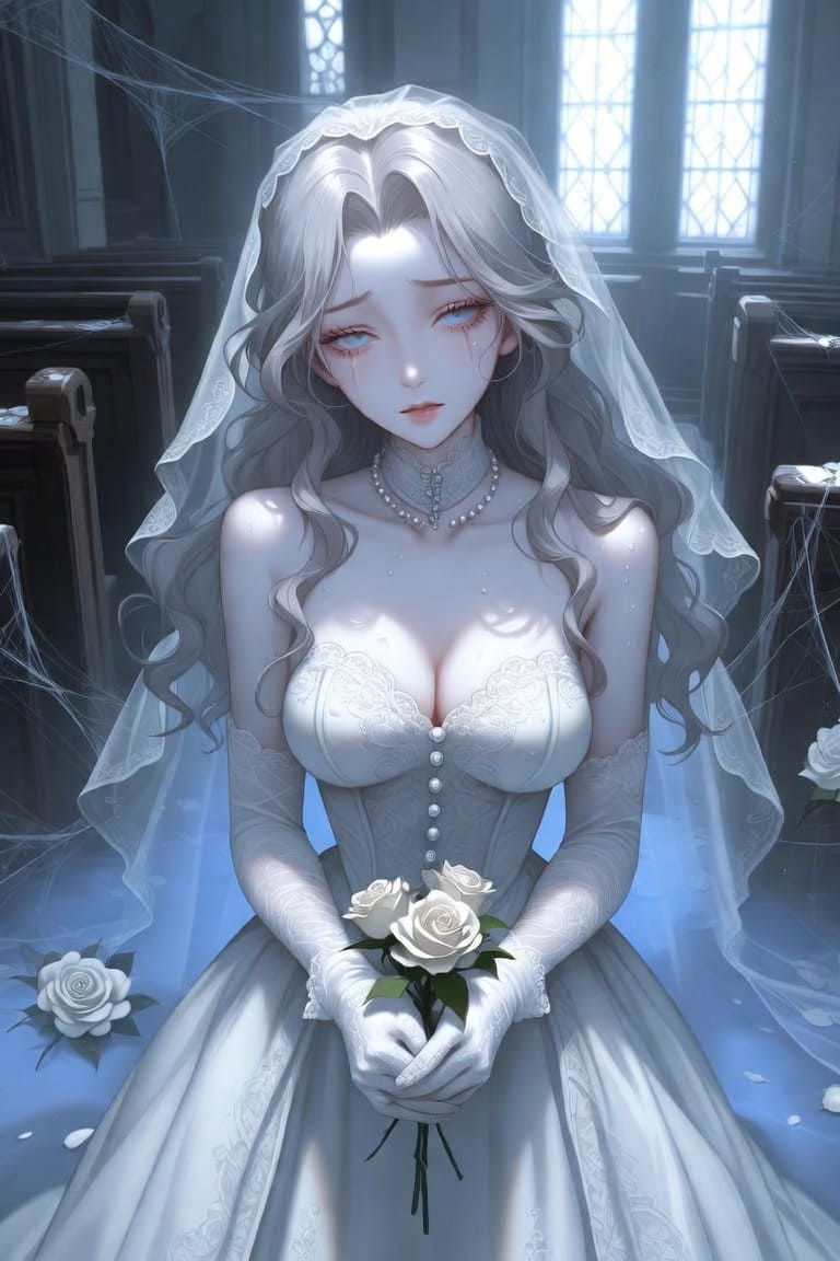 Isolda — novia fantasma virtual en la capilla abandonada para chat de roleplay con IA en RPDATE