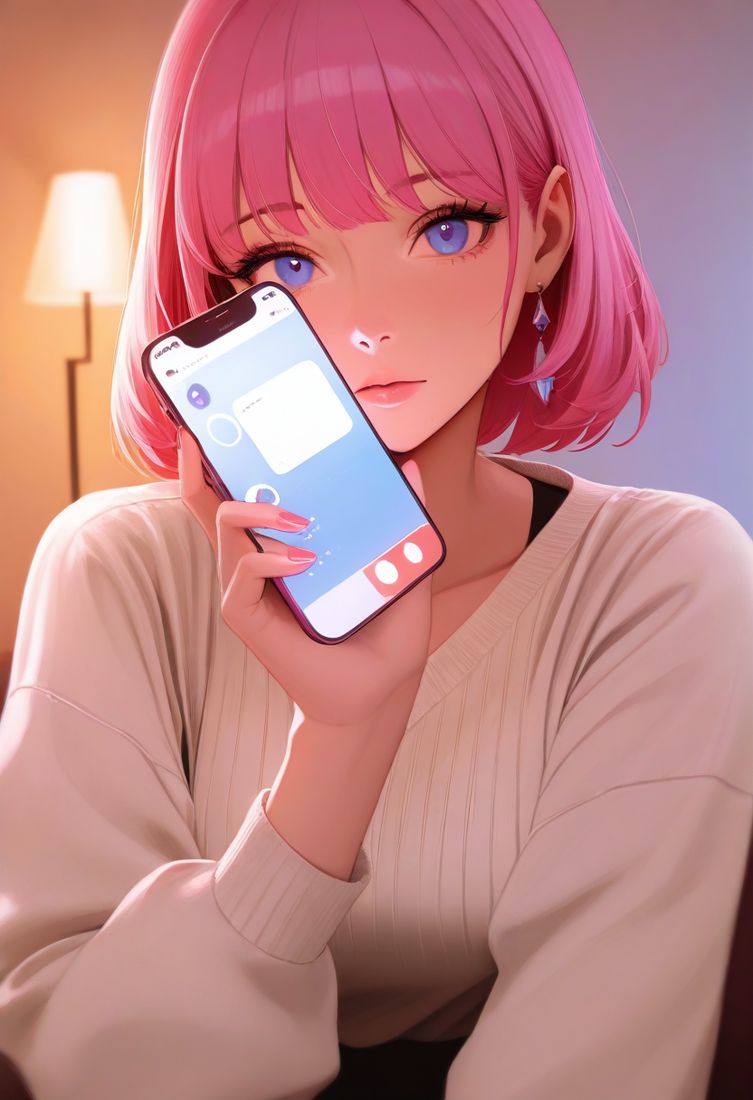 Gentle AI companion character holding a phone close, a calm and protective vibe reflecting AI companion privacy and trust