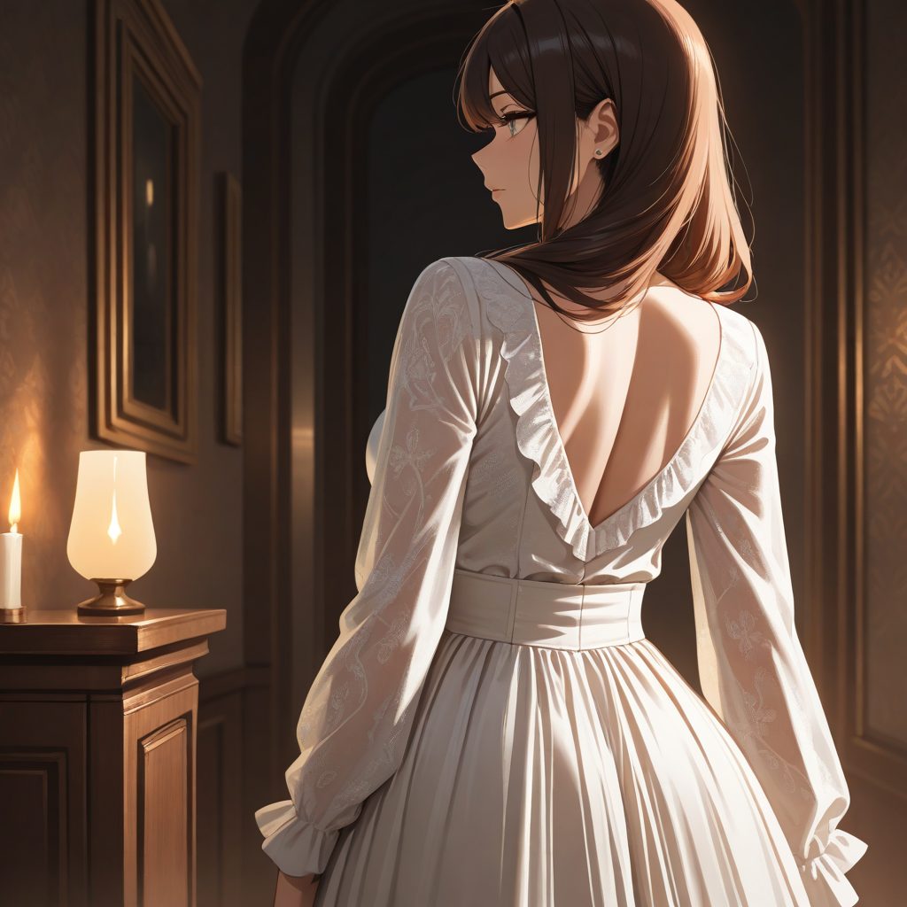 Two people talking quietly at a kitchen table late at night, one still in a coat, two untouched cups between them