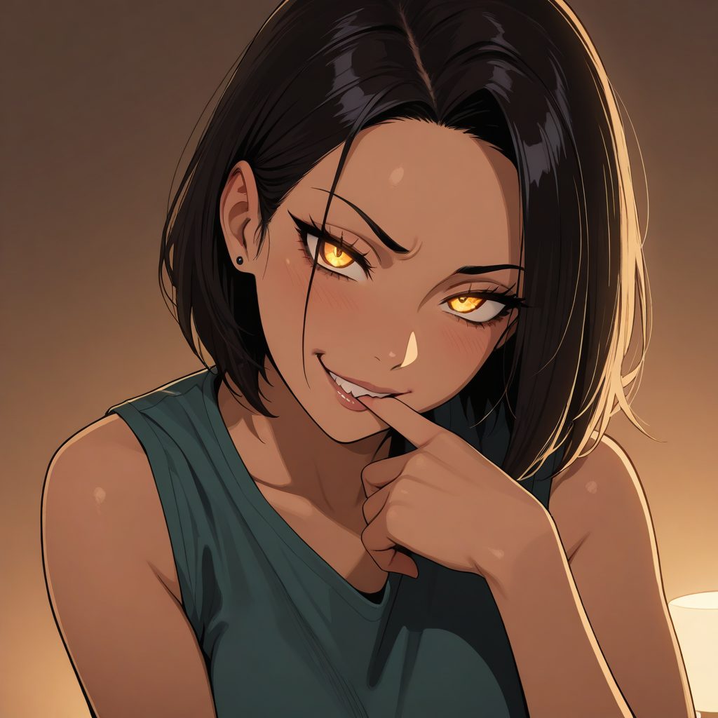 A woman lying in bed at night lit only by her phone screen, reading a long message with a slight smile