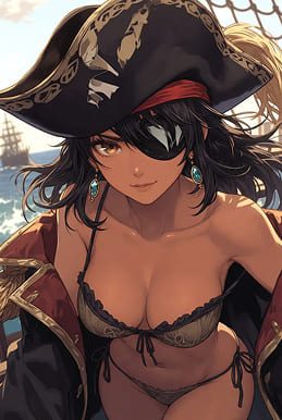 Eweria — chica virtual-pirata, capitana del barco para chat de roleplay con IA en RPDATE